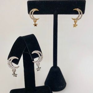 Dainty Moon/Star Gold or Stainless w/CZ Earrings